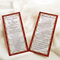 Elegant Red White Gold Filigree Wedding Program