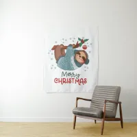 Lazy Sloth Christmas Tapestry