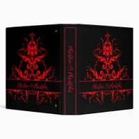 Romantic, Elegant Vintage Red Damask Wedding 3 Ring Binder