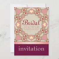 Pink Country Hearts Bridal Shower Party Invitation