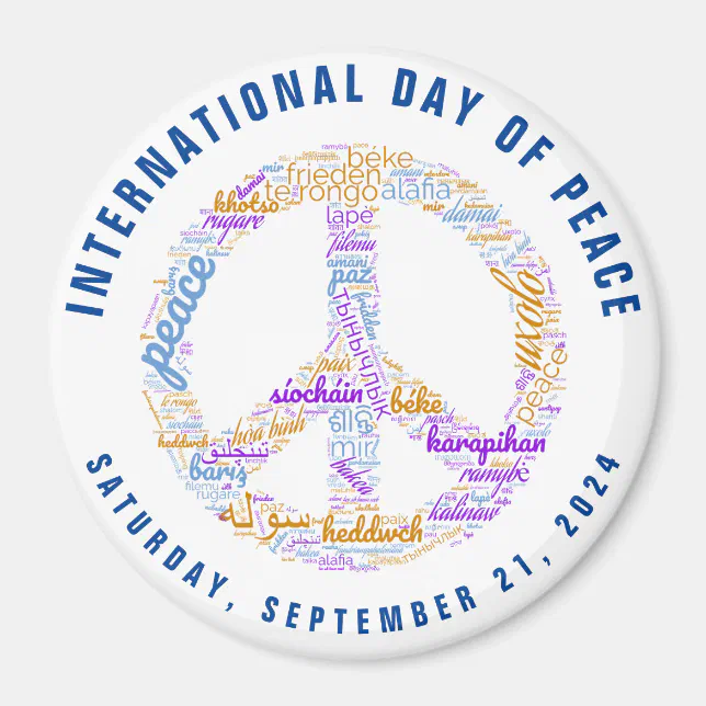 World Peace Day Peace Sign Word Cloud Magnet