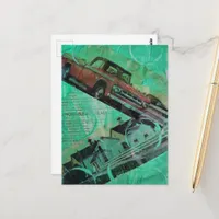 Vintage Truck and Barns Collage Postcard