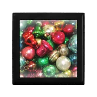 christmas ornaments vintage still life gift box