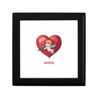 Cupid on Red Heart Gift Box