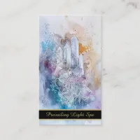 *~* Rainbow Artsy Drip Crystals AP90 Gold QR Business Card