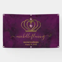 Old Gold Elegance Quinceañera Banner