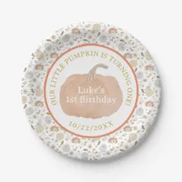 Little Pumpkin 1st Birthday Party Plates
