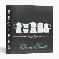 Mint Chalkboard Kitchen Bridal Recipe Folder