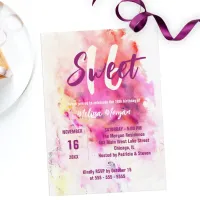 Modern Chic Artistic Watercolor Sweet 16 Birthday Invitation