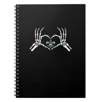 Skeleton Hand Heart Mardi Gras Vibrant Expression Notebook