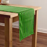 Halloween Slime Green and Black Stripe Medium Table Runner