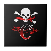 Jolly Roger C Monogram Initial Tile