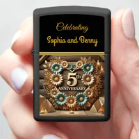 Golden Love: 5th Anniversary Heart Design Zippo Lighter