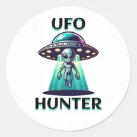 UFO Hunter | Ai Art with UFO and Alien Classic Round Sticker