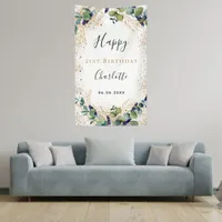 Birthday eucalyptus greenery elegant monogram banner