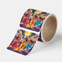 Feliz Carnaval de Rio Colorful Dancers Celebration Square Sticker