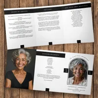 Modern Minimalist 2-Photo Funeral/Memorial Service Tri-Fold Program