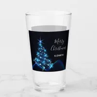 Christmas black blue modern tree name glass