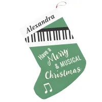 Piano Keys Music Notes Merry Musical Green Small Christmas Stocking