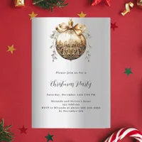 Silver gold bauble vintage Christmas Party Invitation