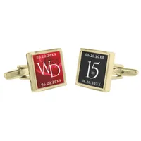 Elegant 15th Rose Wedding Anniversary Celebration Cufflinks