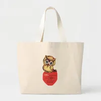 Vintage Owl Valentine Large Tote Bag