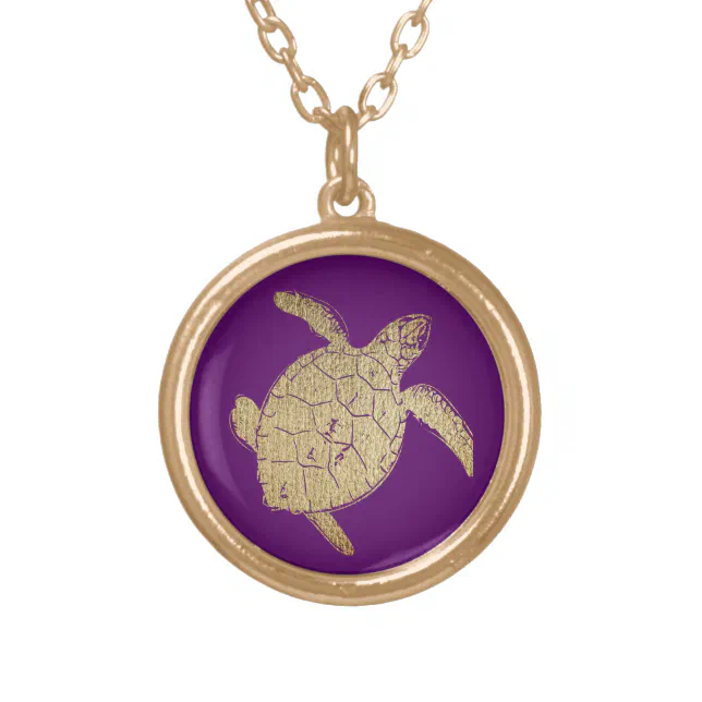 Golden marine turtle gold plated necklace