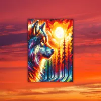 Wolf Face with Sun & Forest | Window Cling