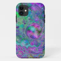Purple, Green and Blue Marble Bokeh Fluid Art  iPhone 11 Case