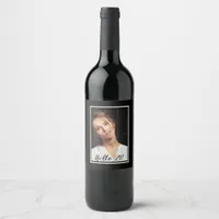 21st birthday photo black white wine label