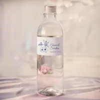 Elegant Vintage Romance Dusty Blue Floral Wedding Water Bottle Label