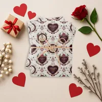 Vintage Burgundy Floral Father Daughter Portrait P Wrapping Paper Sheets