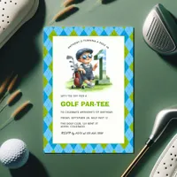 Hole in One Golf Par-Tee 1st Birthday Boy Invitation