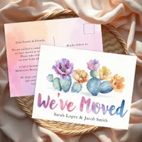  Watercolor Cactus We've Moved Announcement Postcard