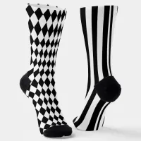 Harlequin Jester Diamonds and Stripes Patterned Socks