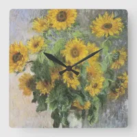 Sunflowers by Claude Monet Square Wall Clock