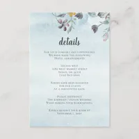 Watercolor Floral Botanical Dusty Blue Wedding Enclosure Card