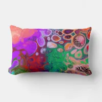  Red, Green Purple Colorful Fluid Art   Lumbar Pillow