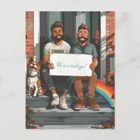 Gay Couple and Pet Dog Postcard