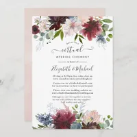 Burgundy, Navy and Blush Floral Virtual Wedding Invitation
