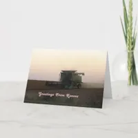 Greetings From Kansas, Combine at Sunset Card