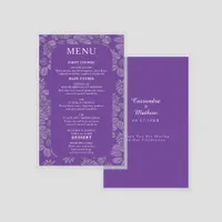 Elegant Romantic Daisy Purple Wedding Laminated Menu