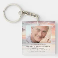 In Loving Memory Sunset Photo Sympathy Keychain