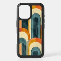 Mid-Century Modern Pattern Teal Yellow Orange iPhone 16 Case