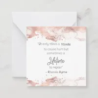 *~  Hurt Rose Gold Glitter Quote AP62  Note Card