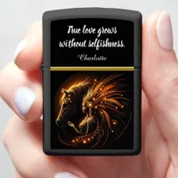 Elegant Woman With Horse in Glowing Art Design Zippo Lighter