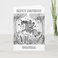 Fairytale Unicorn Coloring Birthday Card