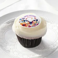 Butterfly in Flowers Girl's Birthday Party  Edible Frosting Rounds