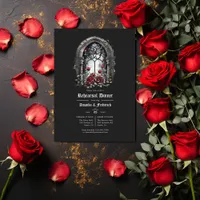 Dark Fantasy Castle Window Gothic Rehearsal Dinner Invitation