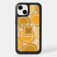 Modern  Abstract Circles Monogram Mustard Yellow OtterBox iPhone 14 Case